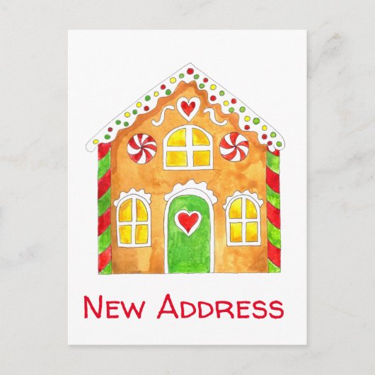 Nieuw adres Briefkaart Gingerbrood House (Voorkant)