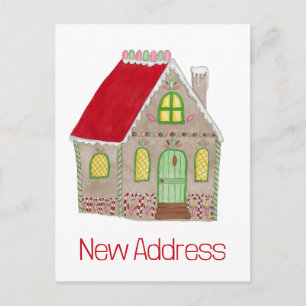 Nieuw adres Briefkaart Gingerbrood House