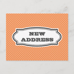 NIEUW adres briefkaart met oranje polka dots