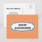 NIEUW adres briefkaart met oranje polka dots (Voorkant / Achterkant)