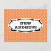 NIEUW adres briefkaart met oranje polka dots (Voorkant)