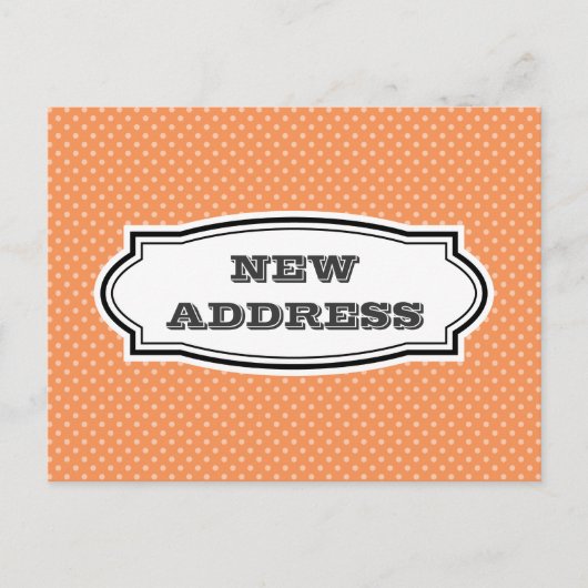 NIEUW adres briefkaart met oranje polka dots (Voorkant)