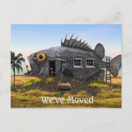 Nieuw Adres Briefkaart met Vis en Mieren op het st