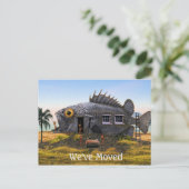 Nieuw Adres Briefkaart met Vis en Mieren op het st (Staand voorkant)