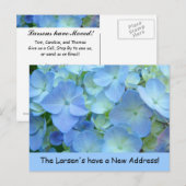 Nieuw adres briefkaarten Aankondigingen blauw (Voorkant / Achterkant)