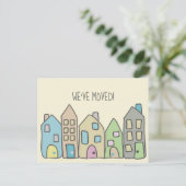 Nieuw Adres Briefkaarten Hand getrokken Doodle Hui (Staand voorkant)