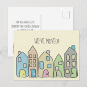 Nieuw Adres Briefkaarten Hand getrokken Doodle Hui (Voorkant / Achterkant)