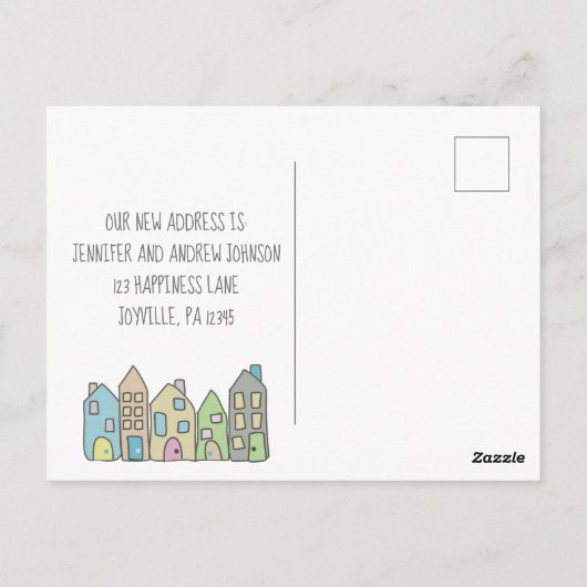 Nieuw Adres Briefkaarten Hand getrokken Doodle Hui (Achterkant)