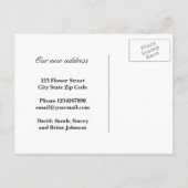 Nieuw adres briefkaarten met paarse tulpen print (Achterkant)