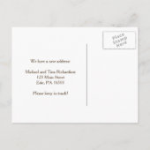 Nieuw Adres Bruin Rustiek Hout met Witte Kant Aankondigingskaart (Achterkant)