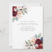 Nieuw adres Burgundy Floral New Home Moving Aankondiging (Achterkant)