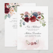 Nieuw adres Burgundy Floral New Home Moving Aankondiging (Voorkant / Achterkant)