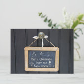 Nieuw adres: Chalkboard-kerstkaart Feestdagenkaart (Staand voorkant)