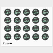 Nieuw Adres Chalkboard Style Mint Green Ronde Sticker (Vel)