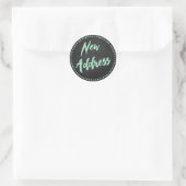 Nieuw Adres Chalkboard Style Mint Green Ronde Sticker (Tas)