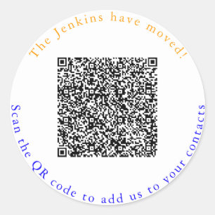 Nieuw adres, code QR, voeg aan contacten toe Ronde Sticker