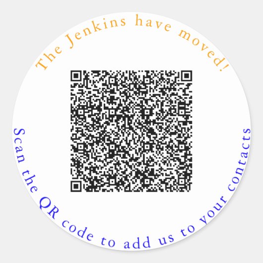 Nieuw adres, code QR, voeg aan contacten toe Ronde Sticker (Voorkant)