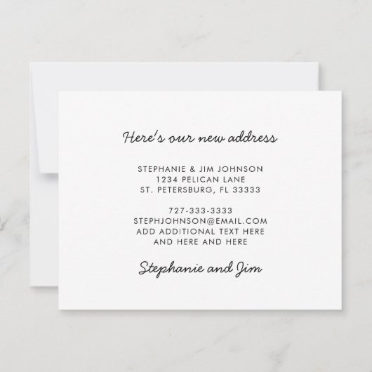 Nieuw adres: Cute Penguin Florida Beach Fun Moving Aankondiging (Achterkant)