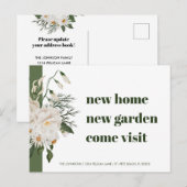 Nieuw adres Daisy Floral Green White Moving Aankondigingskaart (Voorkant / Achterkant)