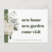 Nieuw adres Daisy Floral Green White Moving Aankondigingskaart (Voorkant)