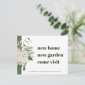 Nieuw adres Daisy Floral Green White Moving Aankondigingskaart (Staand voorkant)
