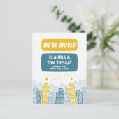 nieuw adres dat we cartoon city briefkaart verplaa (Staand voorkant)