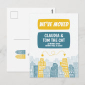 nieuw adres dat we cartoon city briefkaart verplaa (Voorkant / Achterkant)