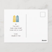 nieuw adres dat we cartoon city briefkaart verplaa (Achterkant)