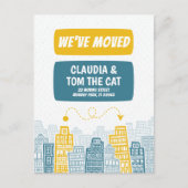 nieuw adres dat we cartoon city briefkaart verplaa (Voorkant)