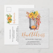 Nieuw adres dat we hebben verplaatst, Floral Pumpk Aankondigingskaart (Voorkant / Achterkant)