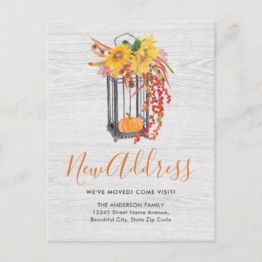 Nieuw adres dat we hebben verplaatst, Floral Pumpk Aankondigingskaart (Voorkant)