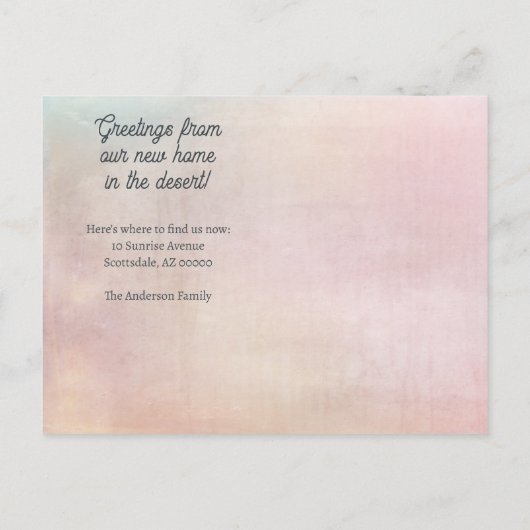 Nieuw adres Desert Cactus Verhuisberij Aankondigingskaart (Achterkant)