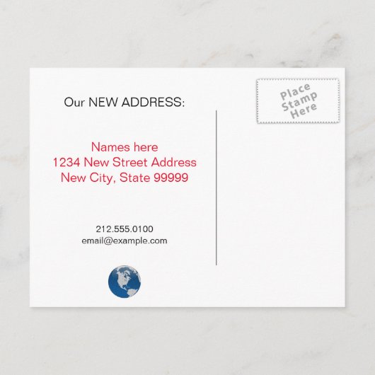 Nieuw adres dezelfde planeet aankondigingskaart (Achterkant)