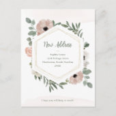 Nieuw adres | Dusty Peach Flowers en Greenery Briefkaart (Voorkant)