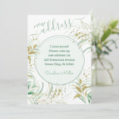 Nieuw Adres Elegant Script Fine Foliage Moving Aankondiging (Staand voorkant)