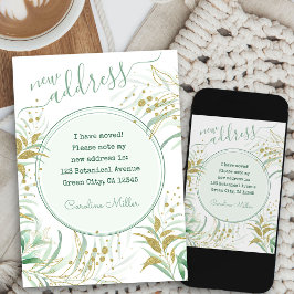 Nieuw Adres Elegant Script Fine Foliage Moving Aankondiging