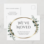 Nieuw adres Eucalyptus Gold Metallic Moving Aankondigingskaart (Voorkant / Achterkant)
