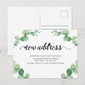 Nieuw adres Eucalyptus Leaf Botanische Calligrafie Briefkaart (Voorkant / Achterkant)