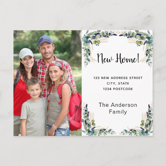 Nieuw adres: eucalyptusfoto briefkaart (Voorkant)