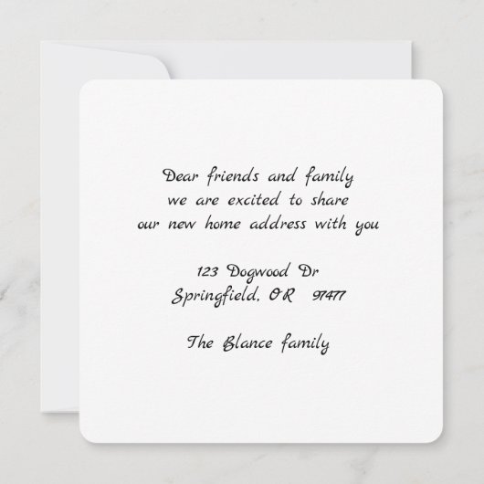 Nieuw adres Flat Kaart (Achterkant)