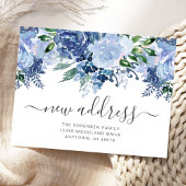 Nieuw Adres Floral Dusty Blue Moving Announge Briefkaart