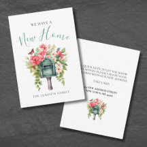 Nieuw adres Floral Mailbox Moving Annoucement Kaar