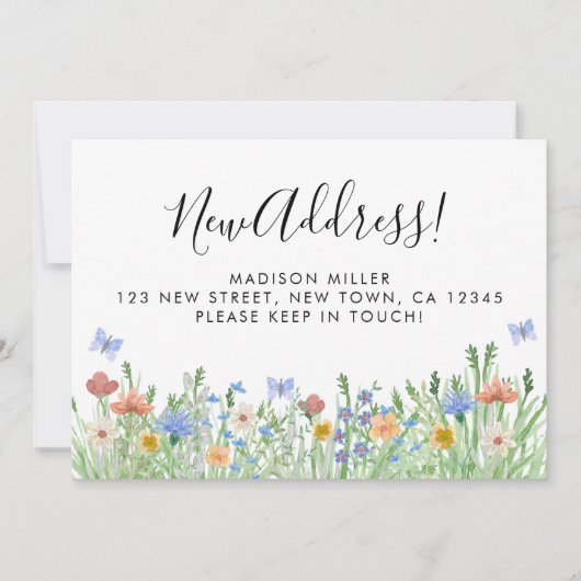 Nieuw adres Floral Moving Aankondiging (Voorkant)