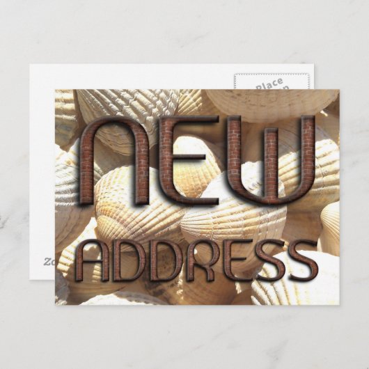 Nieuw adres Funny Stone Bricks Typography Shells Aankondigingskaart (Voorkant / Achterkant)