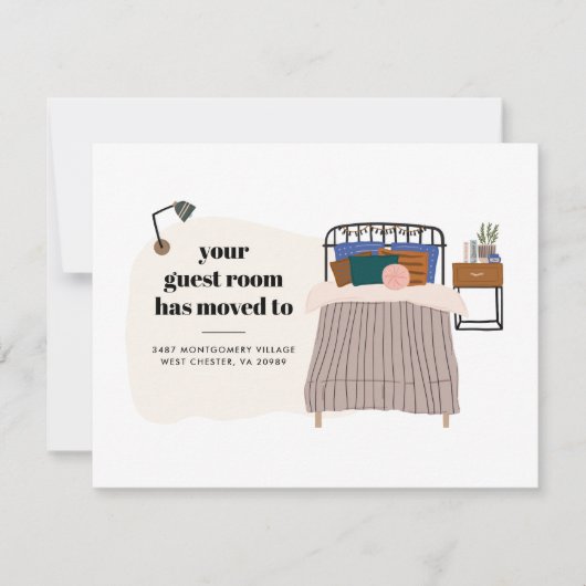 Nieuw adres Gastenkamer Verhuisaankondiging Notitiekaartje (Voorkant)