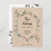 Nieuw adres Geo Foliage Kraft Moving Aankondiging Briefkaart (Voorkant / Achterkant)