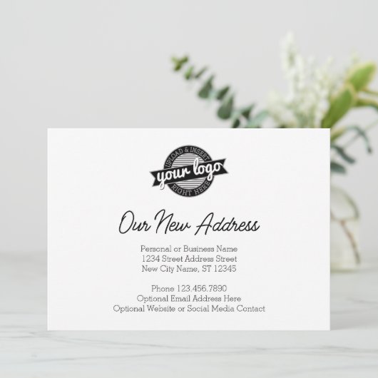 Nieuw adres gewijzigd met bedrijfslogo aankondiging (Staand voorkant)