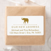 Nieuw adres Glam White en Gold Elephant Etiket (Insitu)