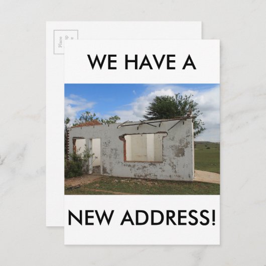 Nieuw adres Grappig dat we verhuisd zijn Aankondigingskaart (Voorkant / Achterkant)