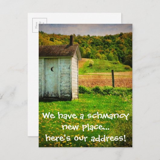 Nieuw adres Grappig dat we verhuisden Aankondigingskaart (Voorkant / Achterkant)